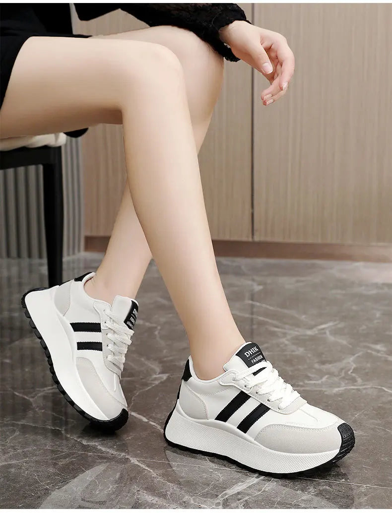 2026 Summer Thick-Soled Women Shoes Height-Increasing Women Sneakers Casual Skate Shoes Lace-Up Sports Running Shoes for Women