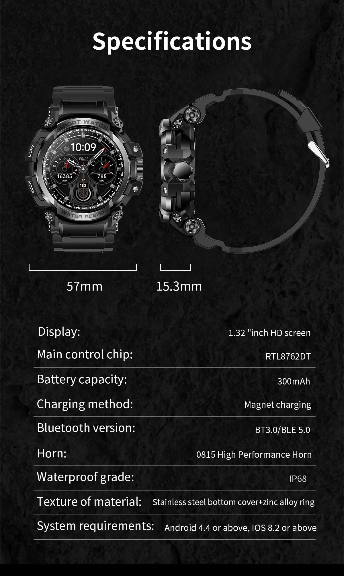 New Military Outdoor Sports Fitness Smart Watch For Men Bluetooth Call Fitness Tracker Health Monitoring Blood Oxygen Waterproof