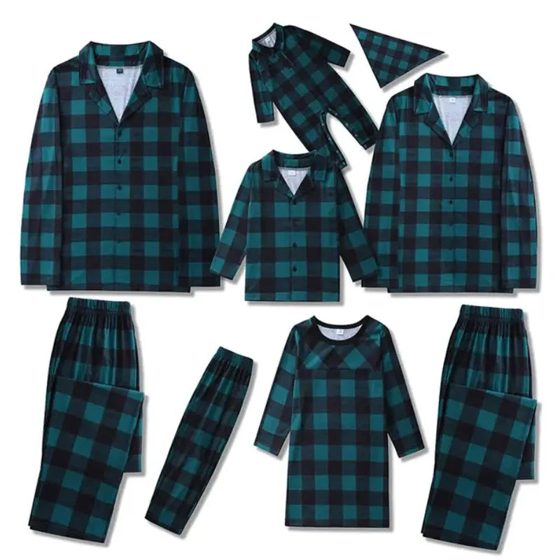 Christmas New Year's Pajamas Set Plaid Adults Kids Matching Sleepwear Spring Autumn New Home Wear Nightwear Family Pijama Mujer