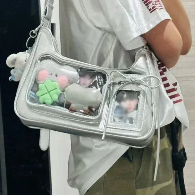 Y2k Harajuku Shoulder Bag Women Korean Transparent Bag School Crossbody Bag Female Japanese Designer Handbag Purse