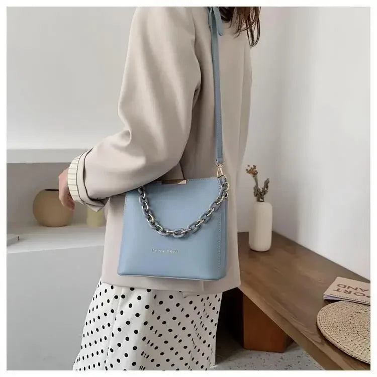 Women's Leather Fashion Senior Small Fresh Chain Bucket Bag Shoulder Crossbody Handbag Tote Bags for Women Bolsos Para Mujer