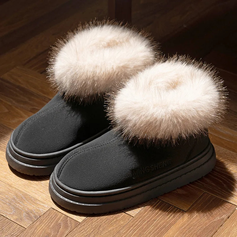Winter Warm Shoes For Women Men Indoor Street Warm Snow Boots Soft Faux Fur Slip-on Style Girls Boys Short Boot Leisure Botas