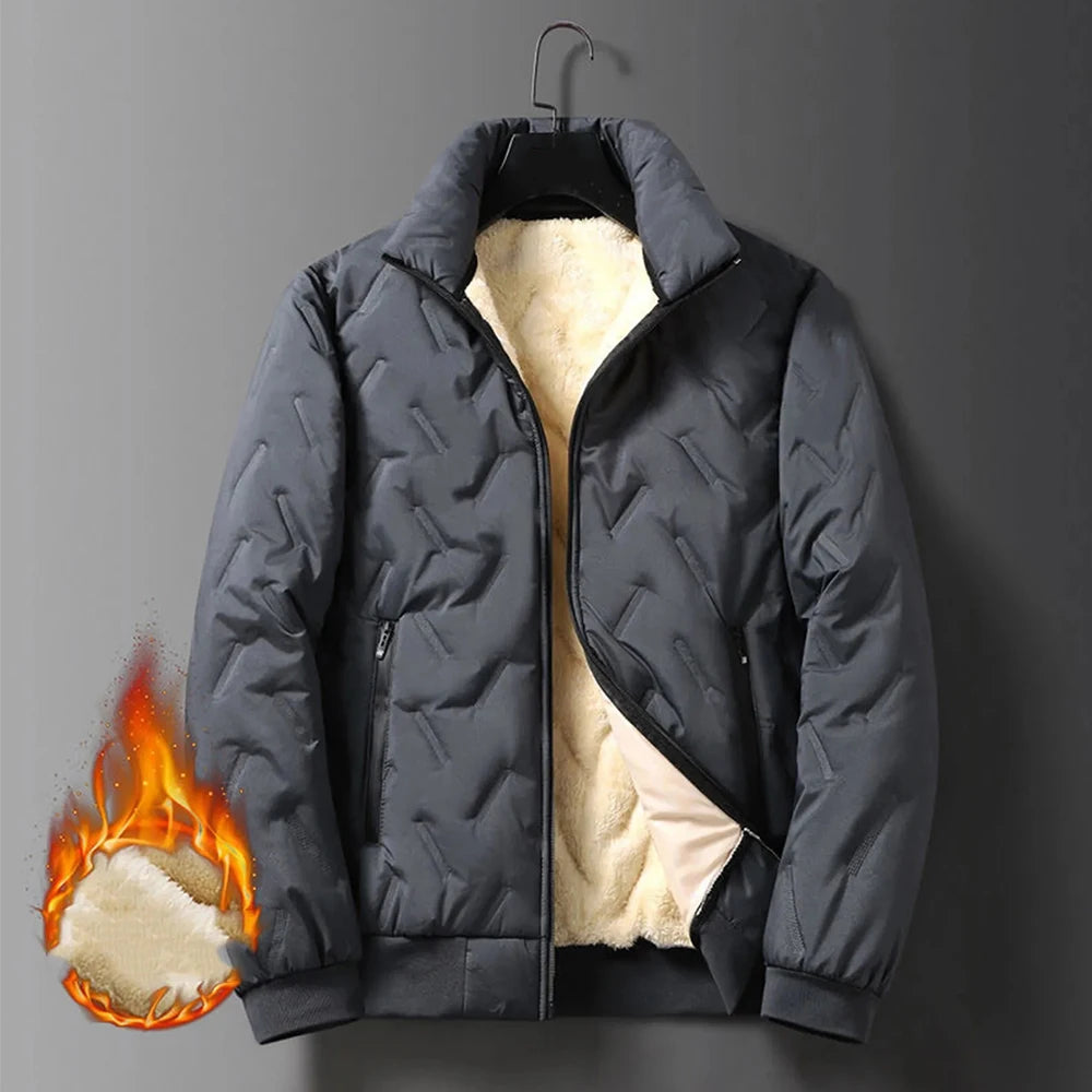 Men's Lamb Fleece Jackets Autumn Winter Casual Short Cardigan Coat Simple Comfy Solid Color Small Stand Collar Zipper Jackets