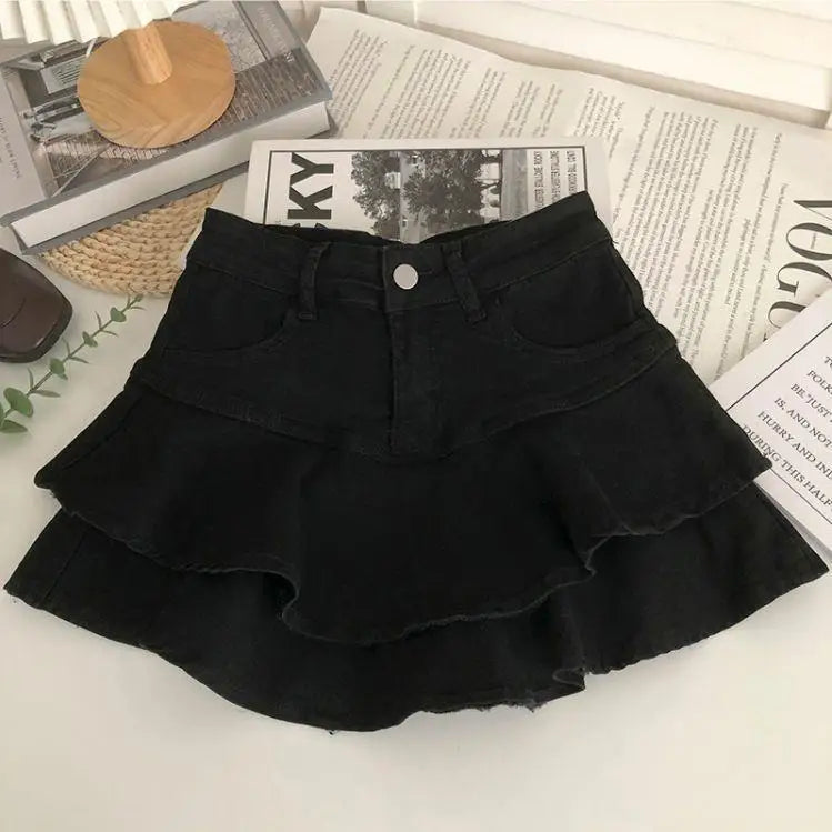 Girls Skirt 2023 New Fashionable Spring and Summer Elastic Waist Casual Simple Solid Color Sweet Girls Mini Skirts