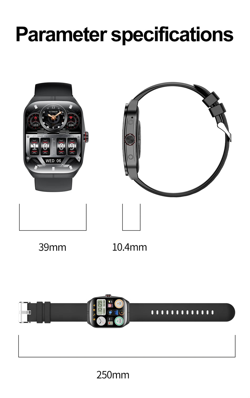 Smart Watch 1.95''AMOLED Curved Display BT Call NFCHeart Rate Monitor Multi-Sport Modes Fitness Tracker Smartwatch for Men Women