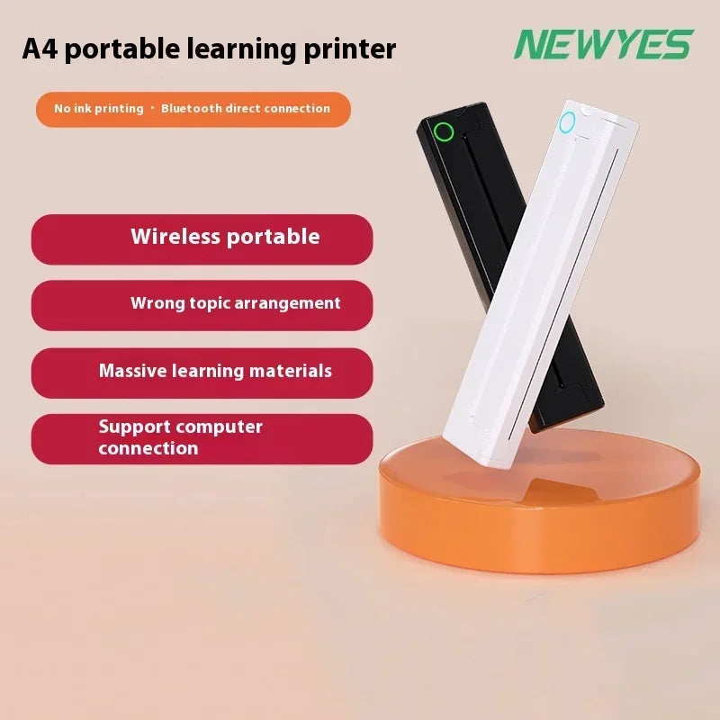 A4 Thermal Printer Small Home Office Bluetooth Wireless Handheld Portable Inkless Thermal Printer Student Error Note Printer