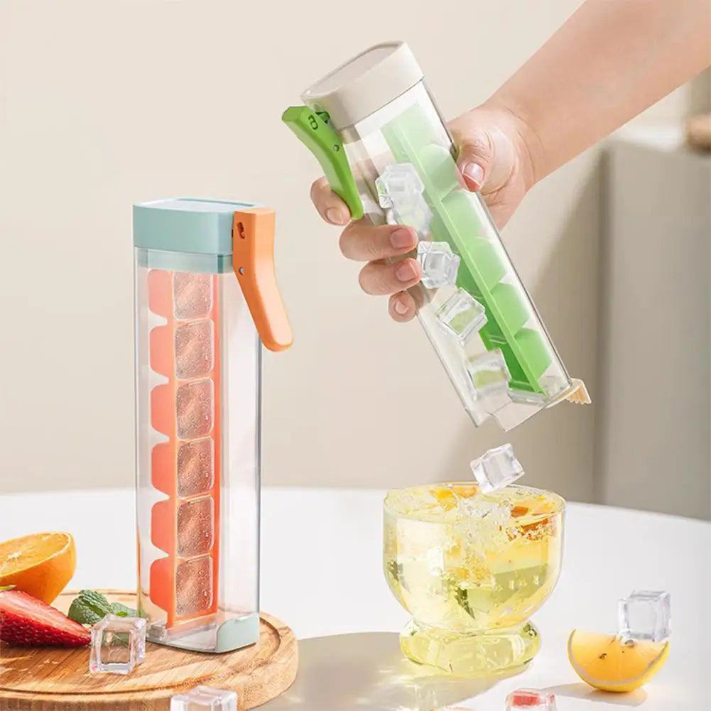 Food Grade Silicone Ice Cube Mold with One‑Press Storage Box Whiskey Ice Cube Maker for Home Bar Kitchen Tools