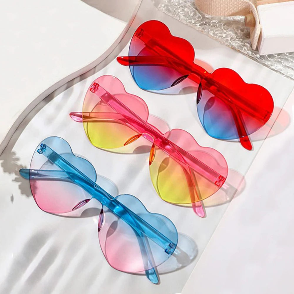 Fashion Colorful Heart-shaped Sunglasses Women Party Girls Outdoor Sun Protection Jelly Gradient Sun Glasses Goggles UV400 1Pcs