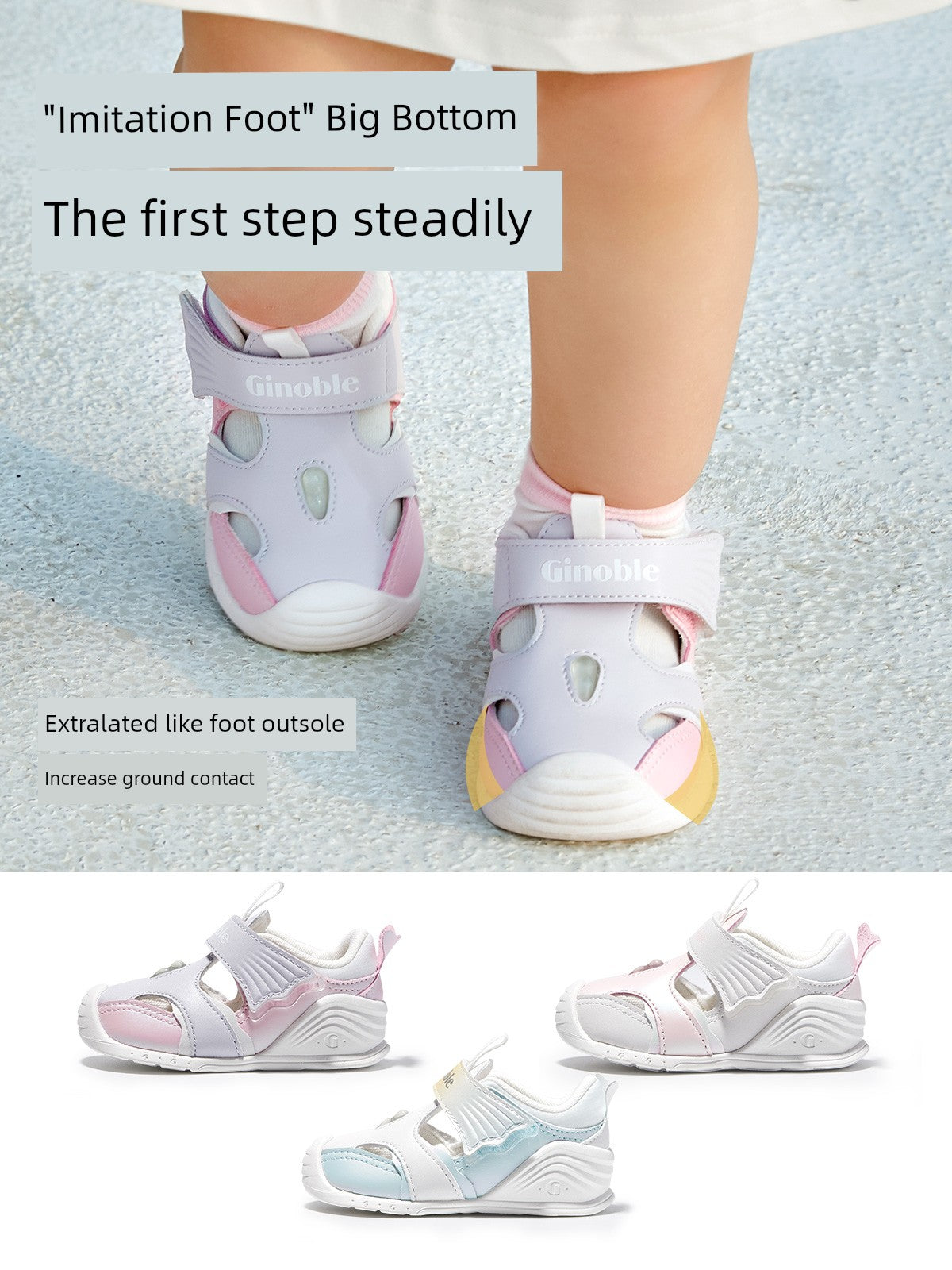 Ginoble Coolname Sneaker 2023 Summer Key Shoes Infant Step Front Sandals Small Sea Fish Baby Shoes Gb2078