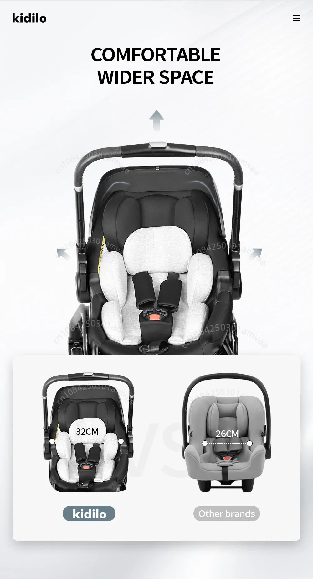 Kidilo 3-in-1 baby stroller, baby safety seat, newborn baby sleeping basket, portable 5 color choices Suitable for ages 0-1