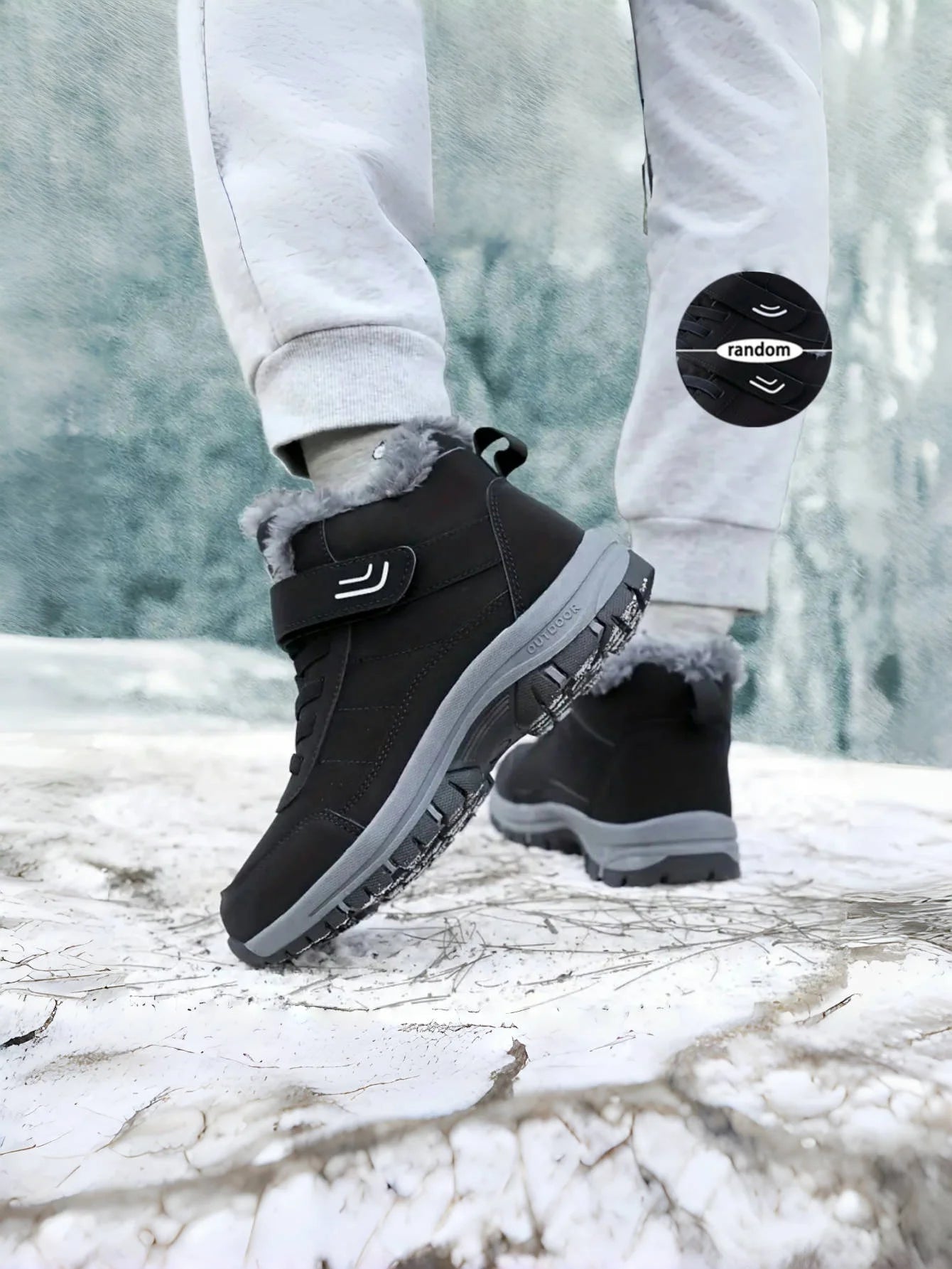 Fleece-Lined Warm Winter Snow Boots, Anti-Slip Shock-Absorbing, Stain-Resistant, Stylish Versatile Unisex Casual Shoes