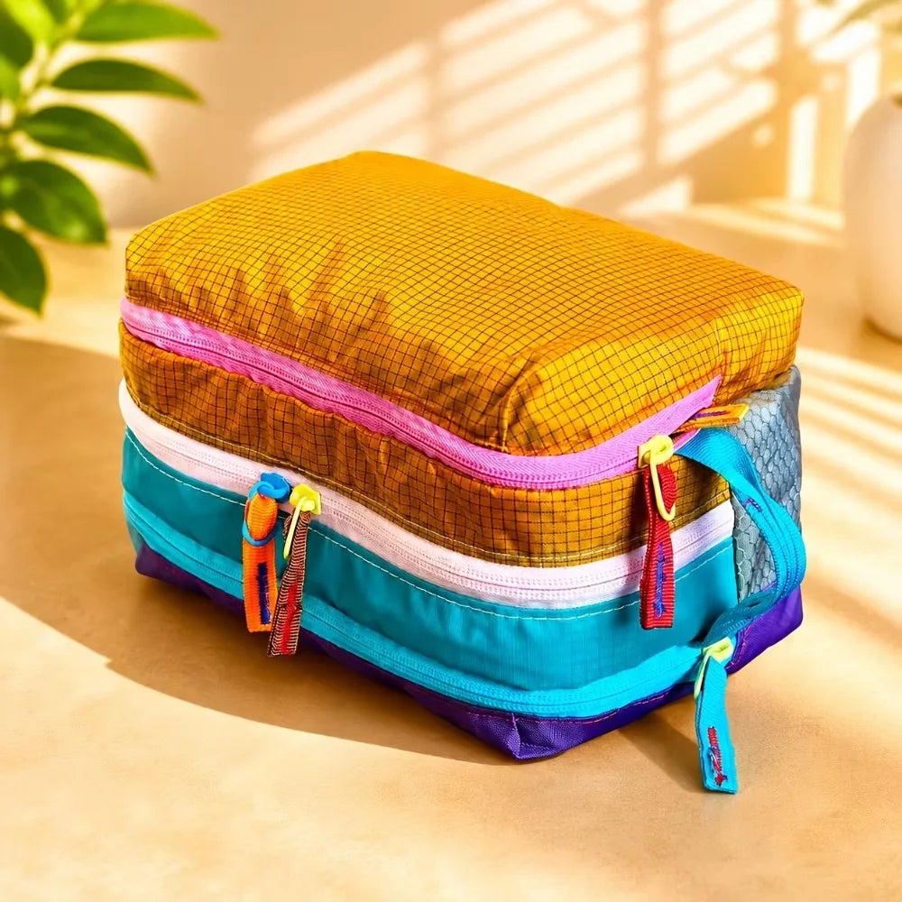Multi-Compartment Toiletry Bag Suitable Dopamine Color Travel Organizer Layered Storage Compartments Makeup Brush Storage Bag