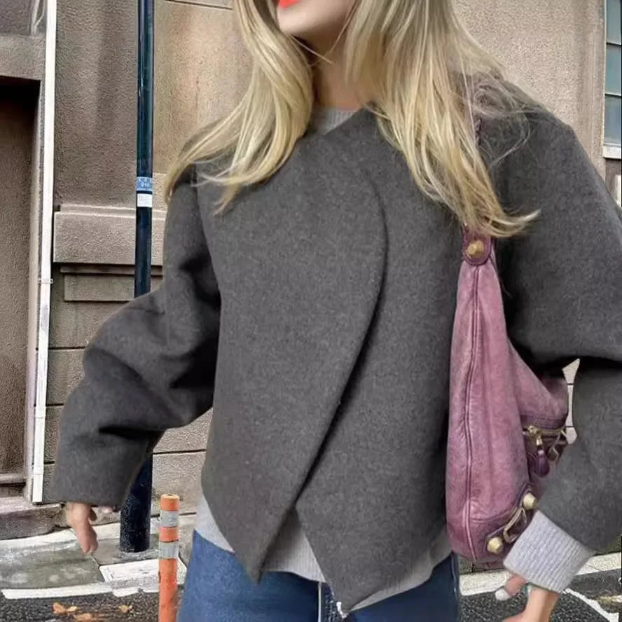 2025 New Women's Double-Faced Wool Jacket Cropped Cardigan Style Reversible Tweed Coat Spring Autumn Street Fashion