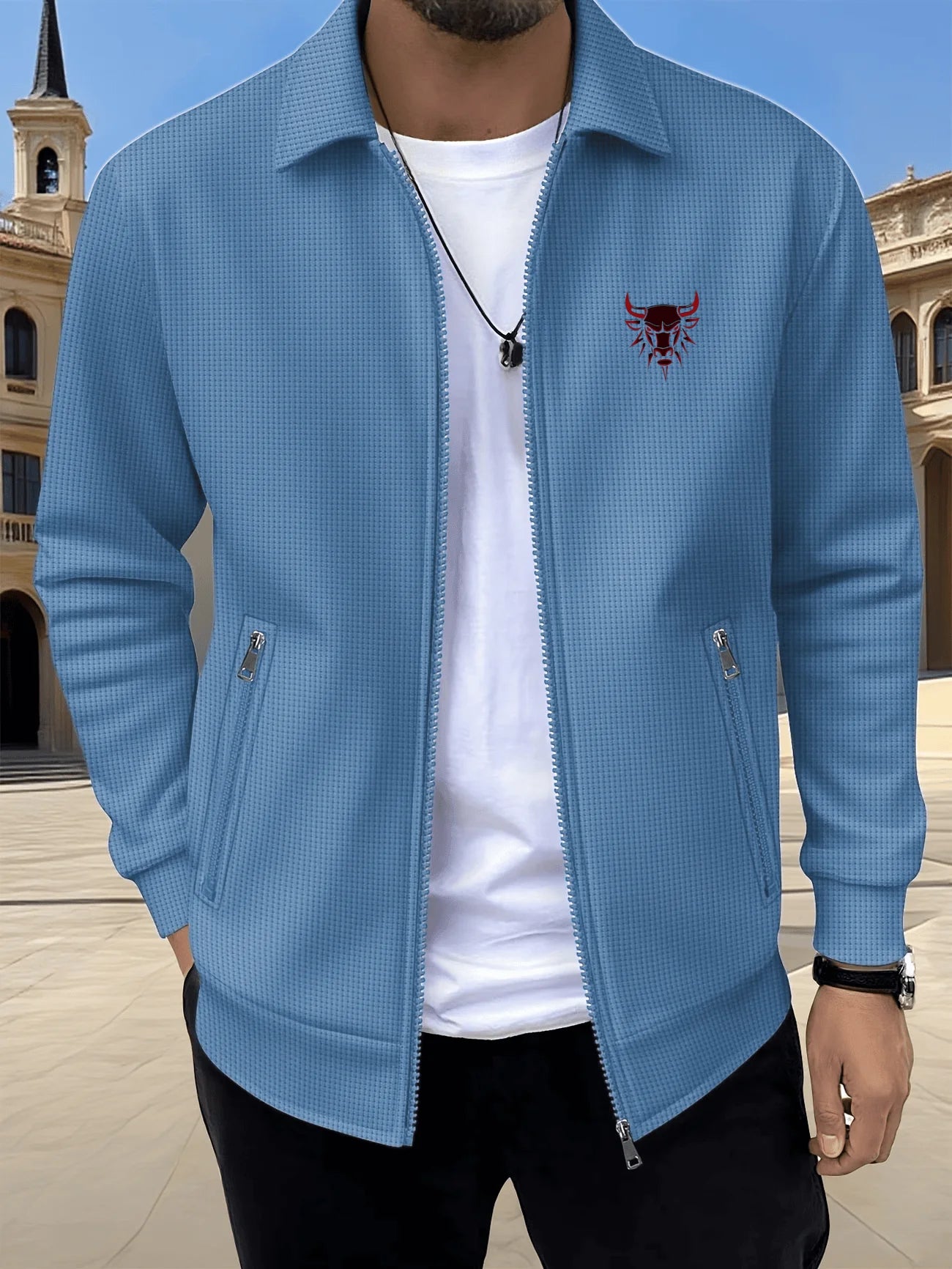 New stylish printed jackets for men, made of comfortable waffle fabric, ideal for daily leisure and work wear