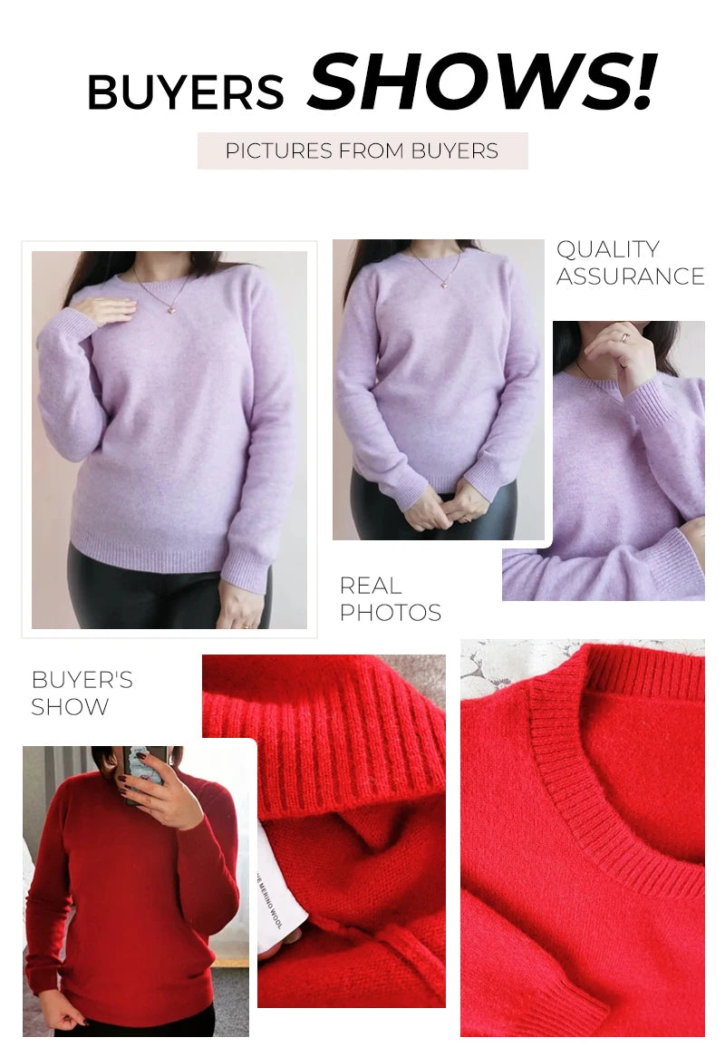 Knitted Sweaters Cashmere Sweater Women 100% Merino Wool O-Neck Vintage Pullovers 2022 Winter Autumn Jumpers Clothing Top Female