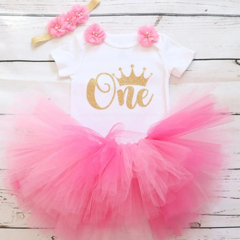 NewBorn Girls 1St Birthday Party Dress Princess 1 Year Old Ceremony Mesh Tutu Vestidos Infant Unicorn Christening Gowns