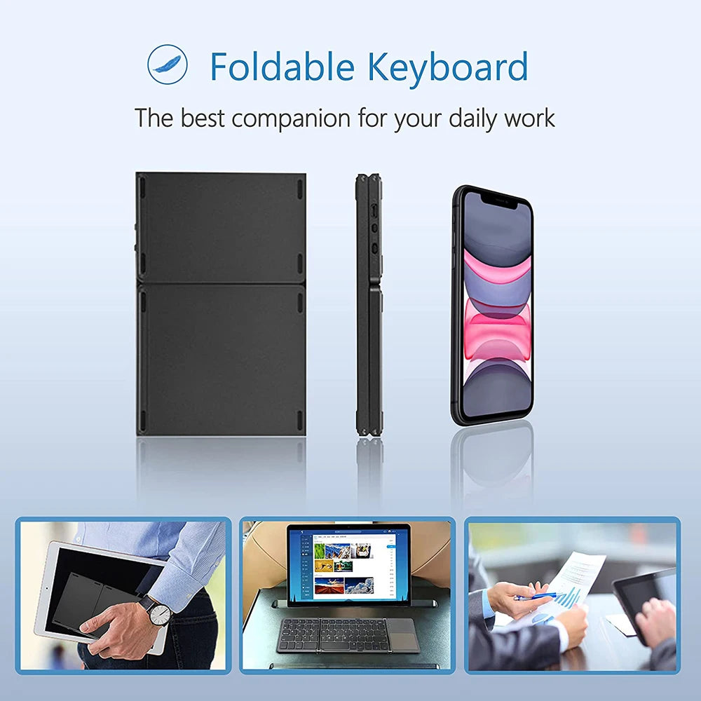 Mini Folding Keyboard Bluetooth Wireless Portable Universal Foldable Keyboard with Touchpad for Windows Android IOS Tablet iPad