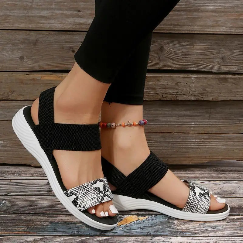 Snakeskin Print Wedge Sandals for Women Summer 2025 Fashion Non Slip Beach Shoes Woman Lightweight Causal Sports Sandalias Mujer