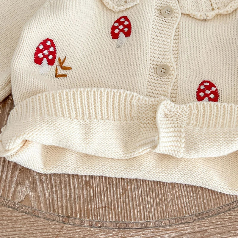 Newborn Baby Girls Knitting Cardigan Coat Long Sleeved Knitting Embroidered Cardigan Sweater Autumn Spring Children Clothes