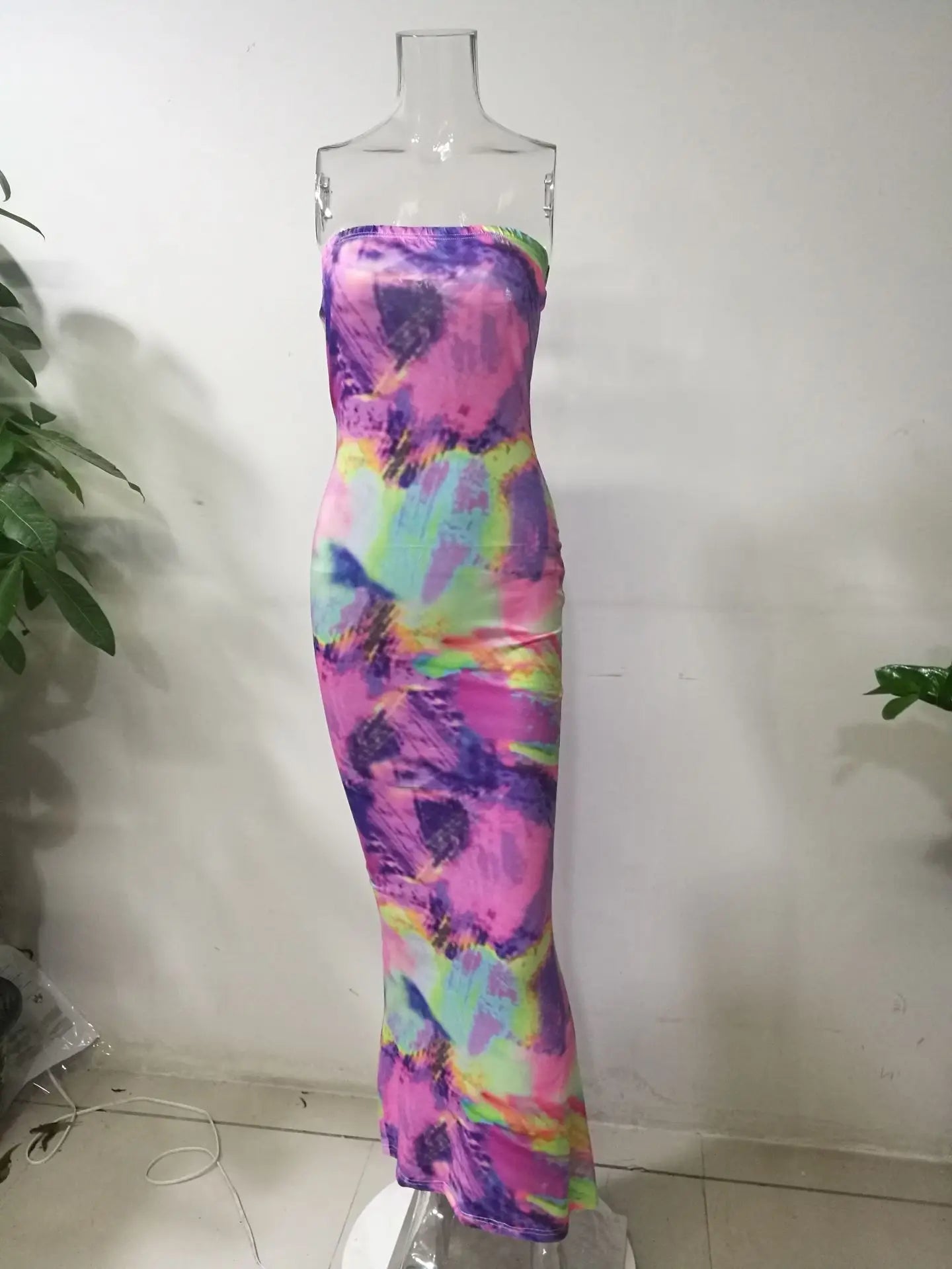 Spring And Summer Dresses For Women Chest Wrap Printed Off Shoulder Bandage Slim Sexy Long Dress New Fashion Party Long Sleeve