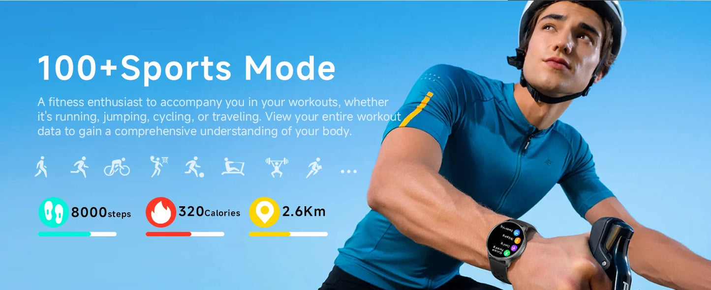 2026 New Smart Watch for Men 3ATM Waterproof 100+Sports Mode GPS Fitness Tracker Heart Rate SpO2 Wireless Call Smartwatch IOS