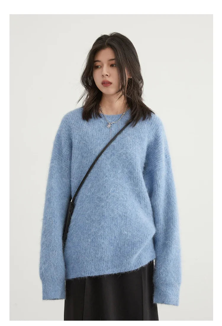 CHIC VEN Women Sweater Long Sleeve Pullover Solid Loose O Neck Soft Alpaca Female Tops Woman Knitwear Jumpers Spring Autumn 2024