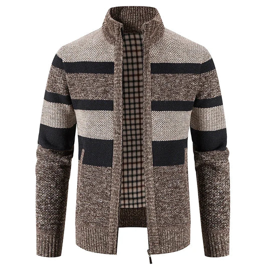 Autumn Winter Sweater Men Warm Cashmere Cotton Blended Pullovers Cardigan Men Fashion Casual Stand Collar Breathable Men Jackets
