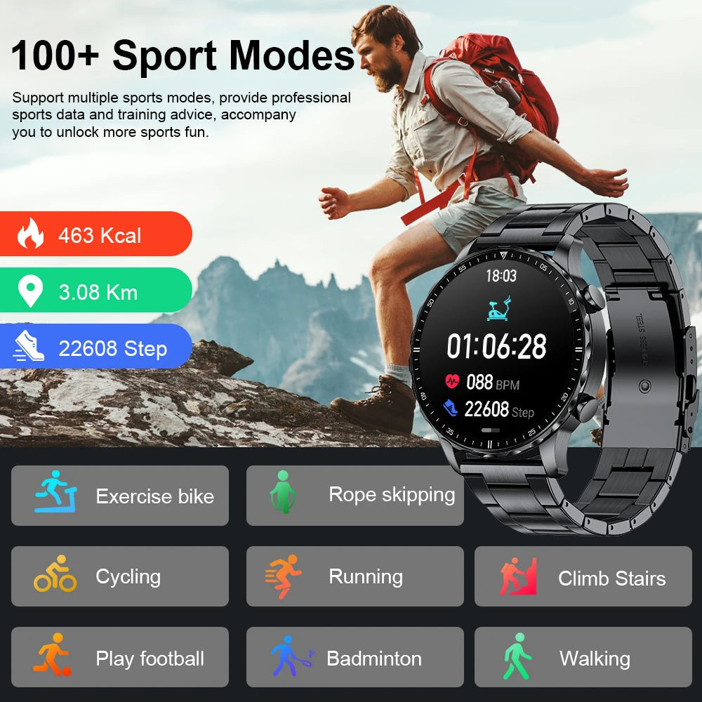 LIGE New Smart Watch 1.53'' 360*360 Full Touch Screen Outdoor Waterproof Bluetooth Call Watches Sports Fitness Man smart watches