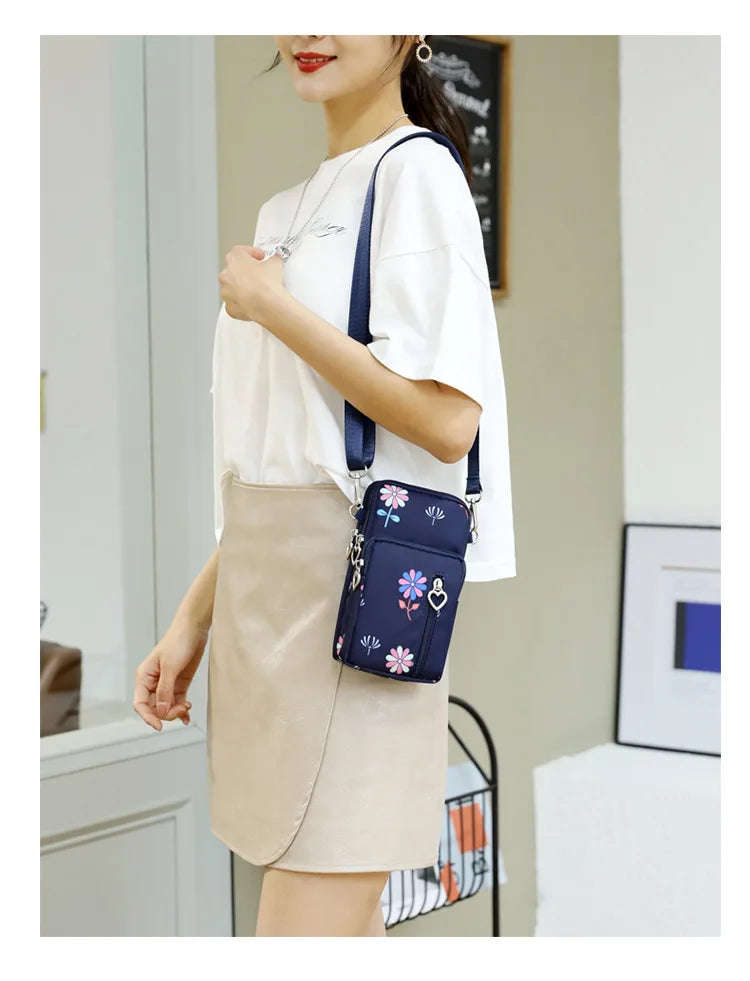 Waterproof Nylon Mobile Phone Versatile Mini Bag Purses Women's Shoulder Cross Body Messenger Bag
