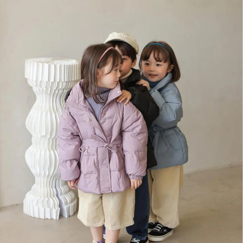 Chaqueta acolchada de algodón para bebé, niño y niña, abrigo de invierno para niño pequeño, cinturón de cintura, prendas de vestir gruesas y cálidas, ropa para bebé