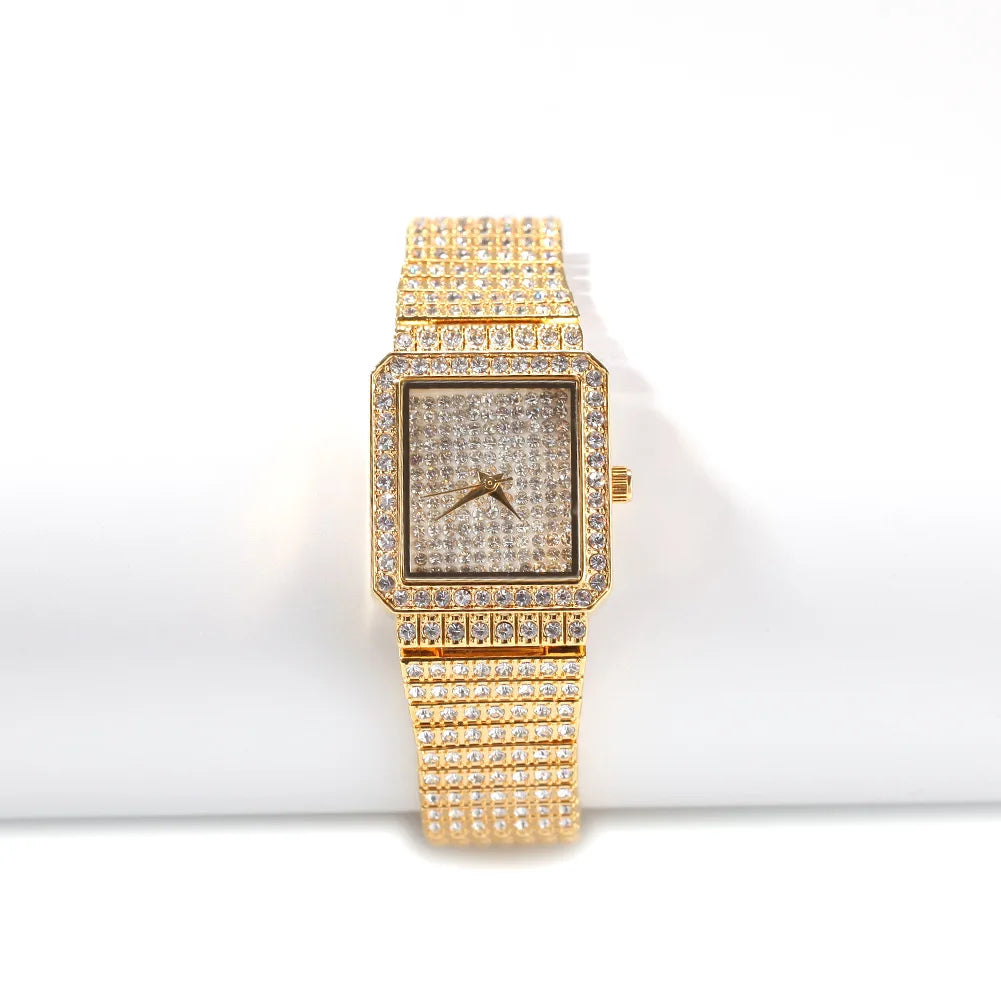Diamond Square Women Watch Gold Silver Luxury Ladies Dress Quartz Watch Casual Simple Couple Wristwatches Dames Horloges