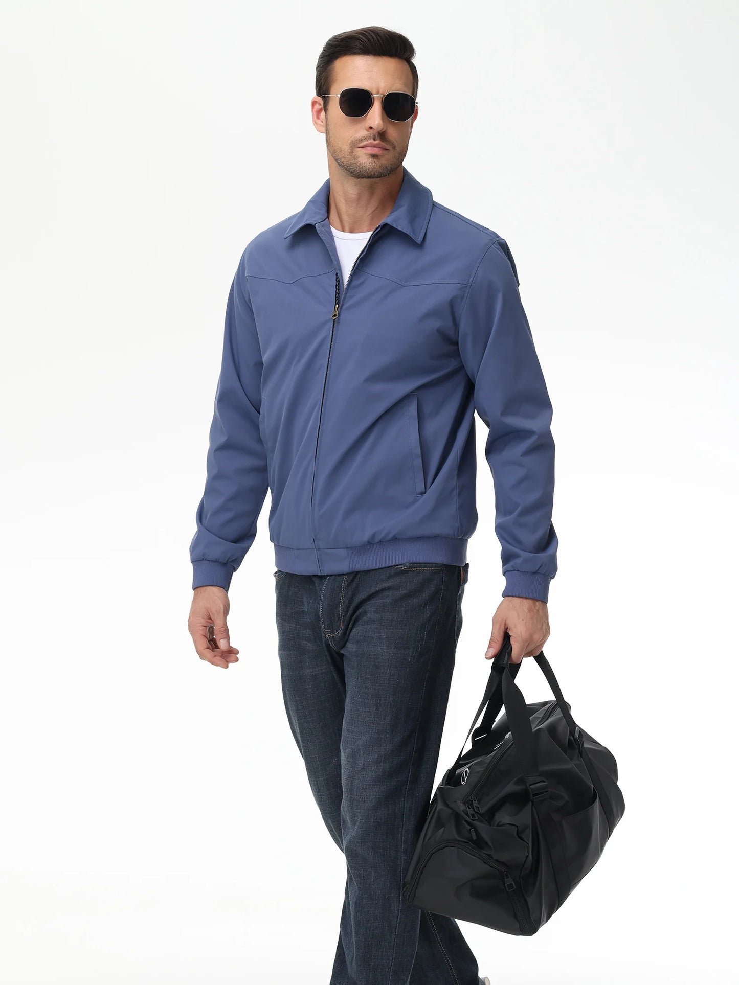 Mens Business Casual Jacket, Windbreaker Waterproof Fashion Coat, Cargo Jacket for Daily Outdoor Travel Autumn Winter