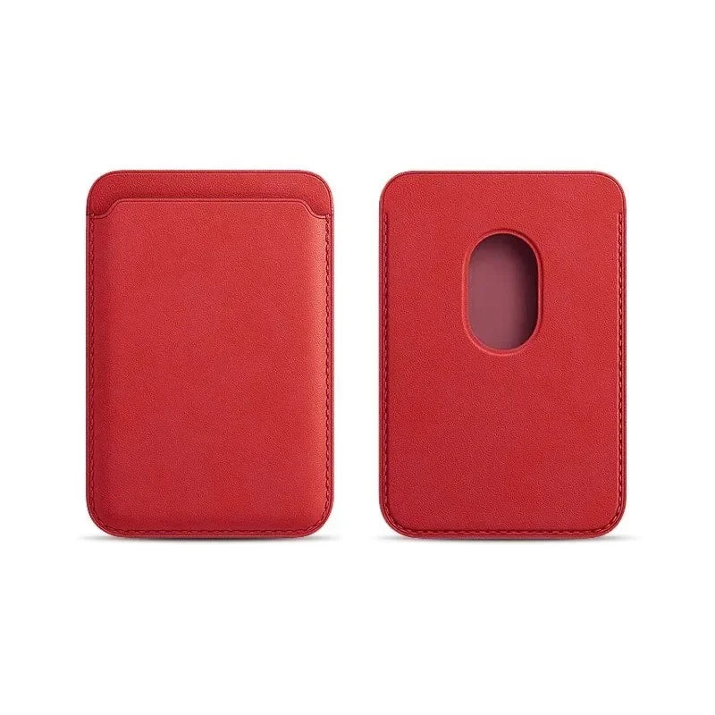 Magnetic Leather Card Sleeve Card holder for Phone 17 16 15 14 13 12, Men & Women Adhesive Back Case, Portable Card Pocket Cover