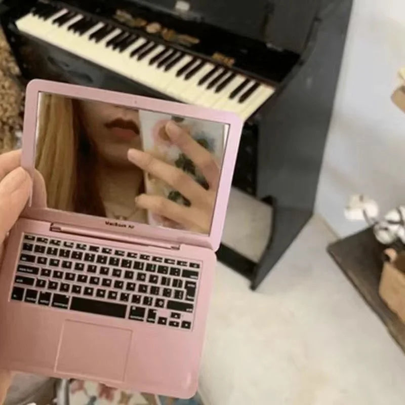 Mini Portable Personal Makeup Mirror. Creative Mini Computer-Shaped Small Mirror. Portable Folding Mirror to Carry Around