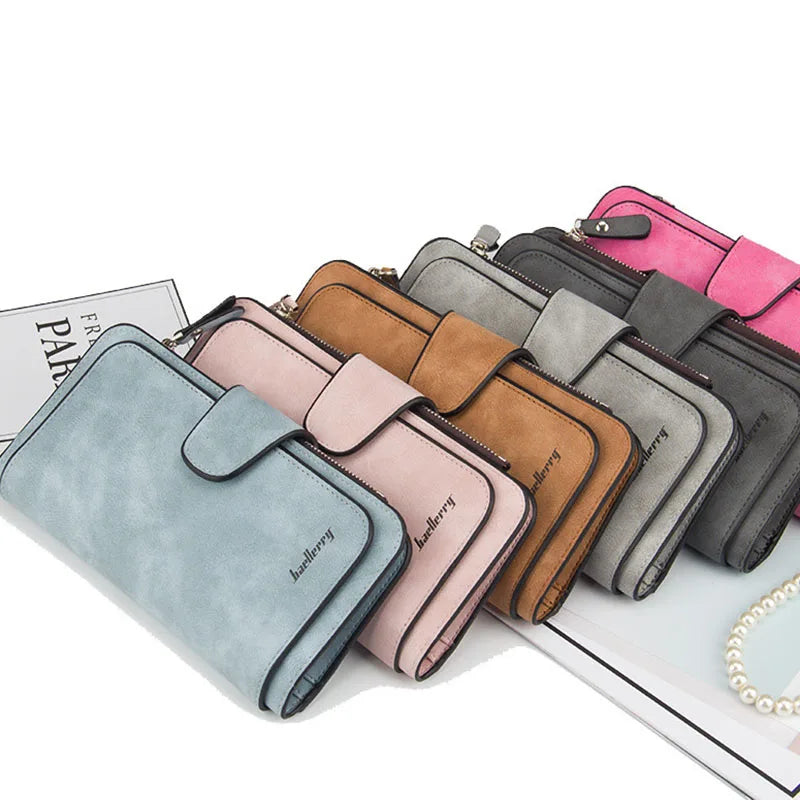 Baellerry Women's Long Wallet High Quality with Buckle Multiple Card Slots Mobile Phone Holder Hand-held Bag