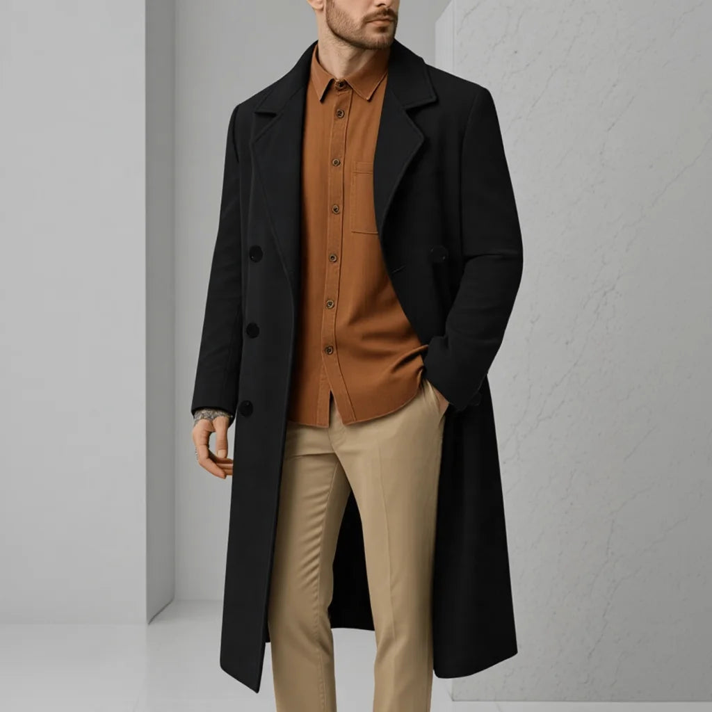Men's Double Breasted Jacket Business Casual Gentleman Coat Fall Winter Thickened Warm Wool Blazer Formal Wear Outerwear Suit