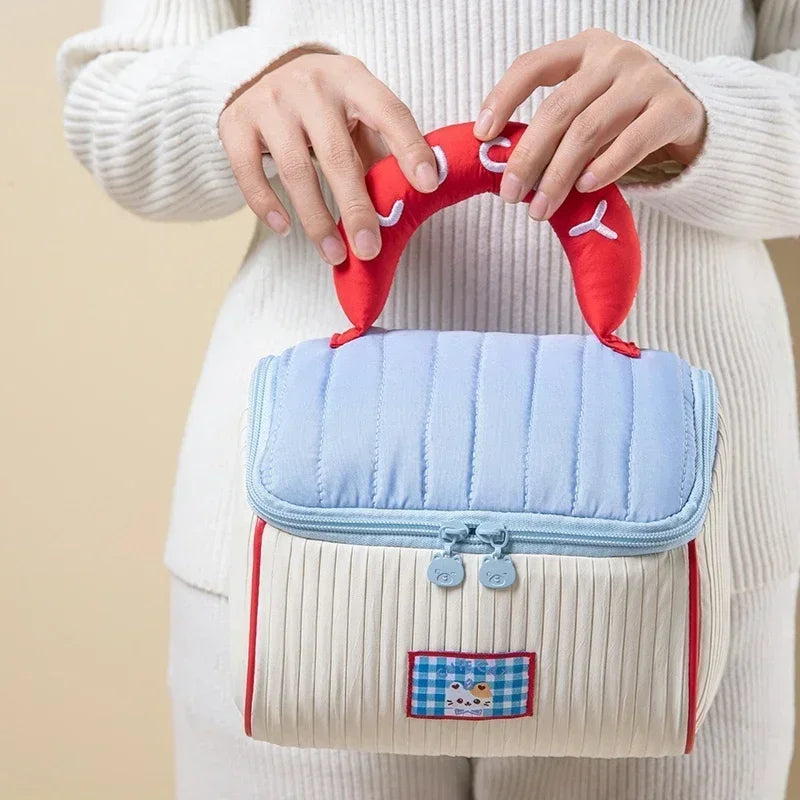 Makeup Bag Large Capacity Cartoon House Shape Toiletry Bag Cute Portable Handheld Storage Bags Travel Storage Organizer