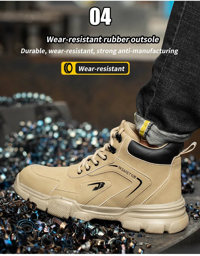 Winter Plush Work Boots For Men Ankle Anti-smash Anti-puncture Safety Shoes Steel Toe Protective Male Footwear Indestructible