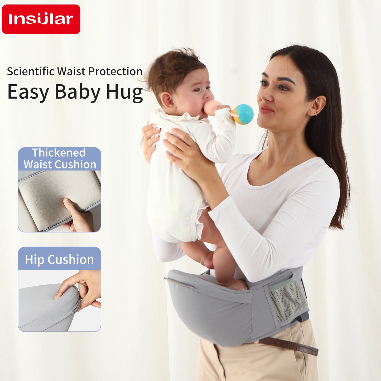 INSULAR Baby Carrier Breathable Child Waist Stool With Hip Seat Waist Stool Front Hold Portable Multi-functional 0-2Y