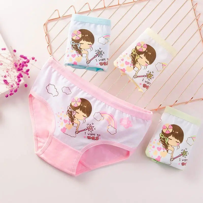 3 piezas de calzoncillos para niñas, ropa interior de algodón, bragas con estampado bonito, calzoncillos suaves transpirables para niños, Bóxer para niñas de 2 a 10 años