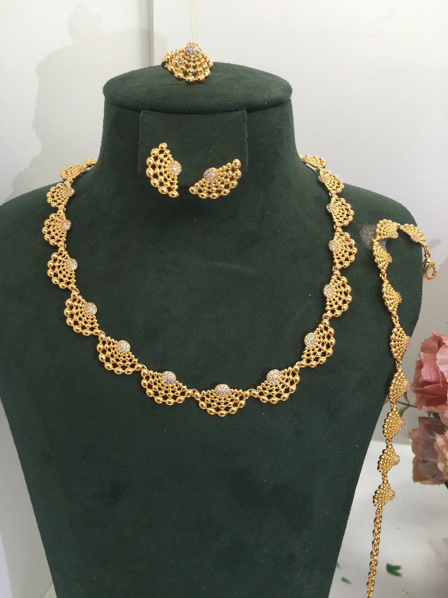 Jankelly  Trendy Fashion 4PCS Luxury Waterdrop Indian Jewelry Sets For Women Wedding Party Indian Dubai Bridal jewelry Sets