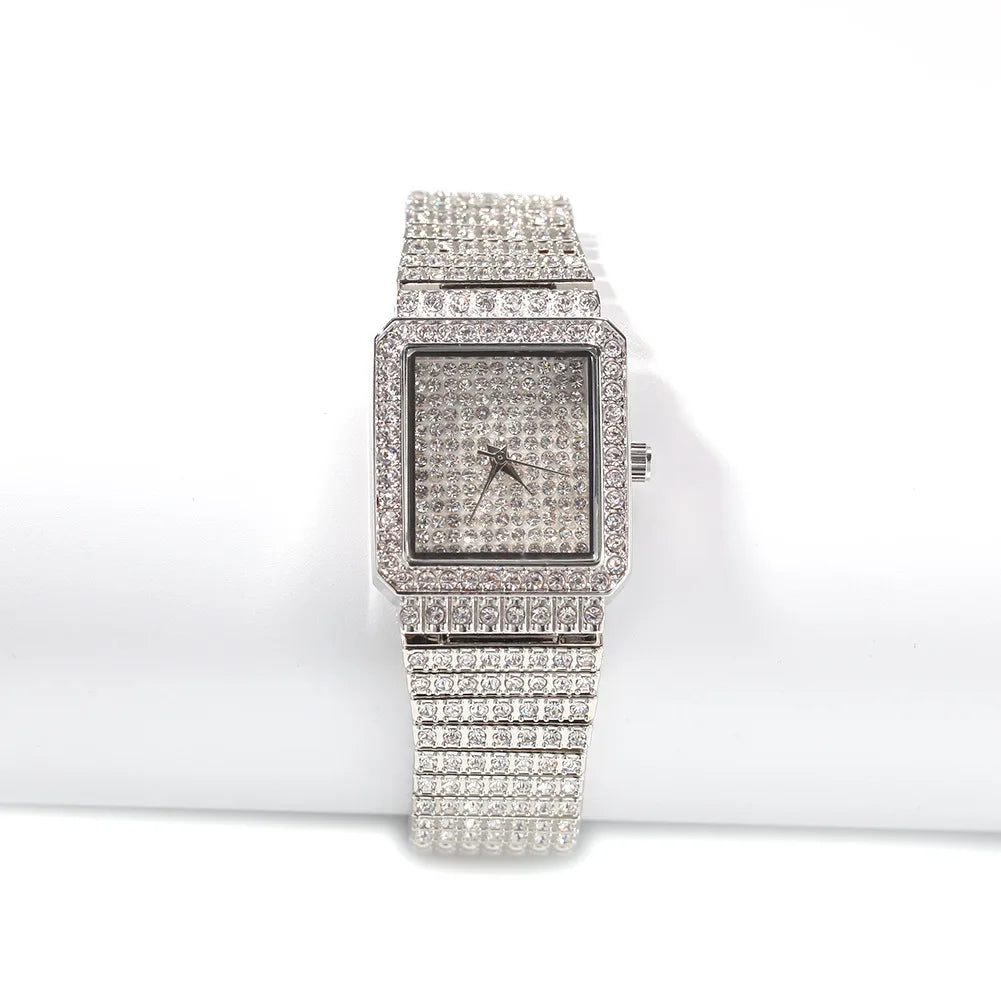 Diamond Square Women Watch Gold Silver Luxury Ladies Dress Quartz Watch Casual Simple Couple Wristwatches Dames Horloges