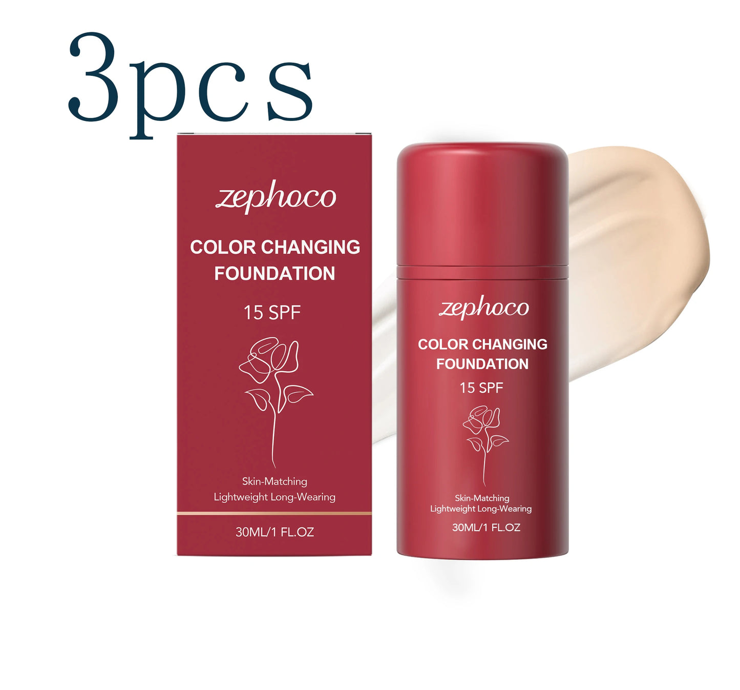 Temperature-Changing Protective Foundation, Hydrating & Sheer, Lightweight & Flawless, Portable for Daily Natural Base Makeup