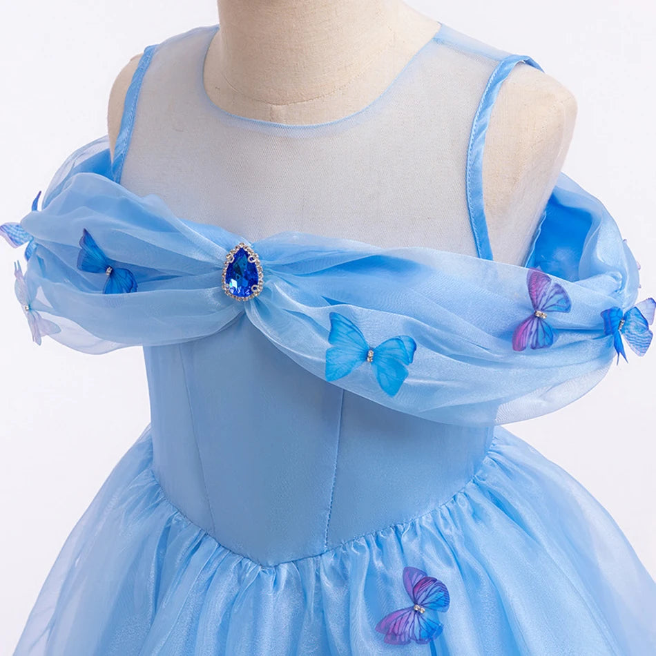Girls Cinderella Cosplay LED Dress Up Clothes for Girls Christmas Halloween Party Princess Costume Kids Birthday Gown 2 4 6 10T