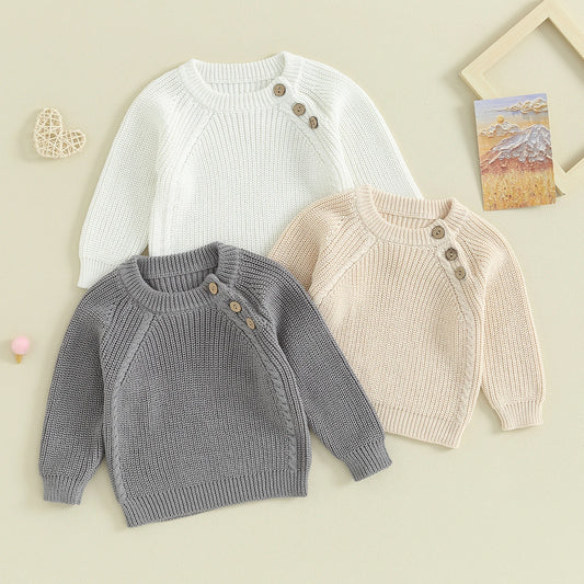 Ropa Jerséis Niñas Niños Suéter de punto Casual Sólido Invierno Cálido Jersey de manga larga Ropa de punto infantil para niños pequeños