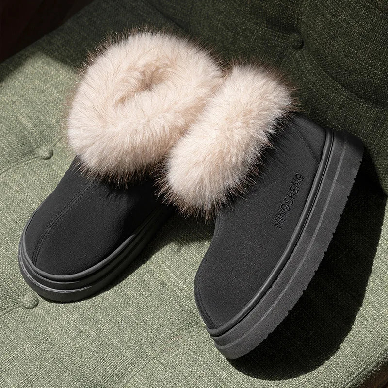 Winter Warm Shoes For Women Men Indoor Street Warm Snow Boots Soft Faux Fur Slip-on Style Girls Boys Short Boot Leisure Botas