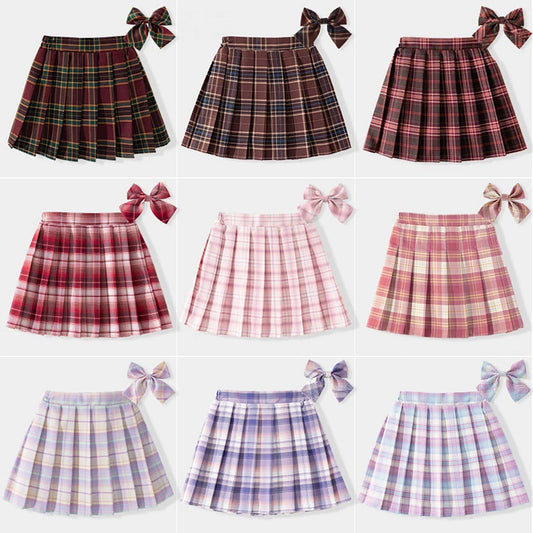 2023 Summer Baby Toddler Children Clothing School Uniform Plaid Girls Skirt Bottoming Princess Pleated Skirts Kids Short SKirt