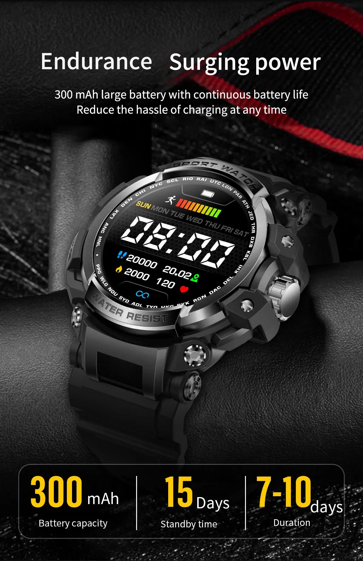 New Military Outdoor Sports Fitness Smart Watch For Men Bluetooth Call Fitness Tracker Health Monitoring Blood Oxygen Waterproof