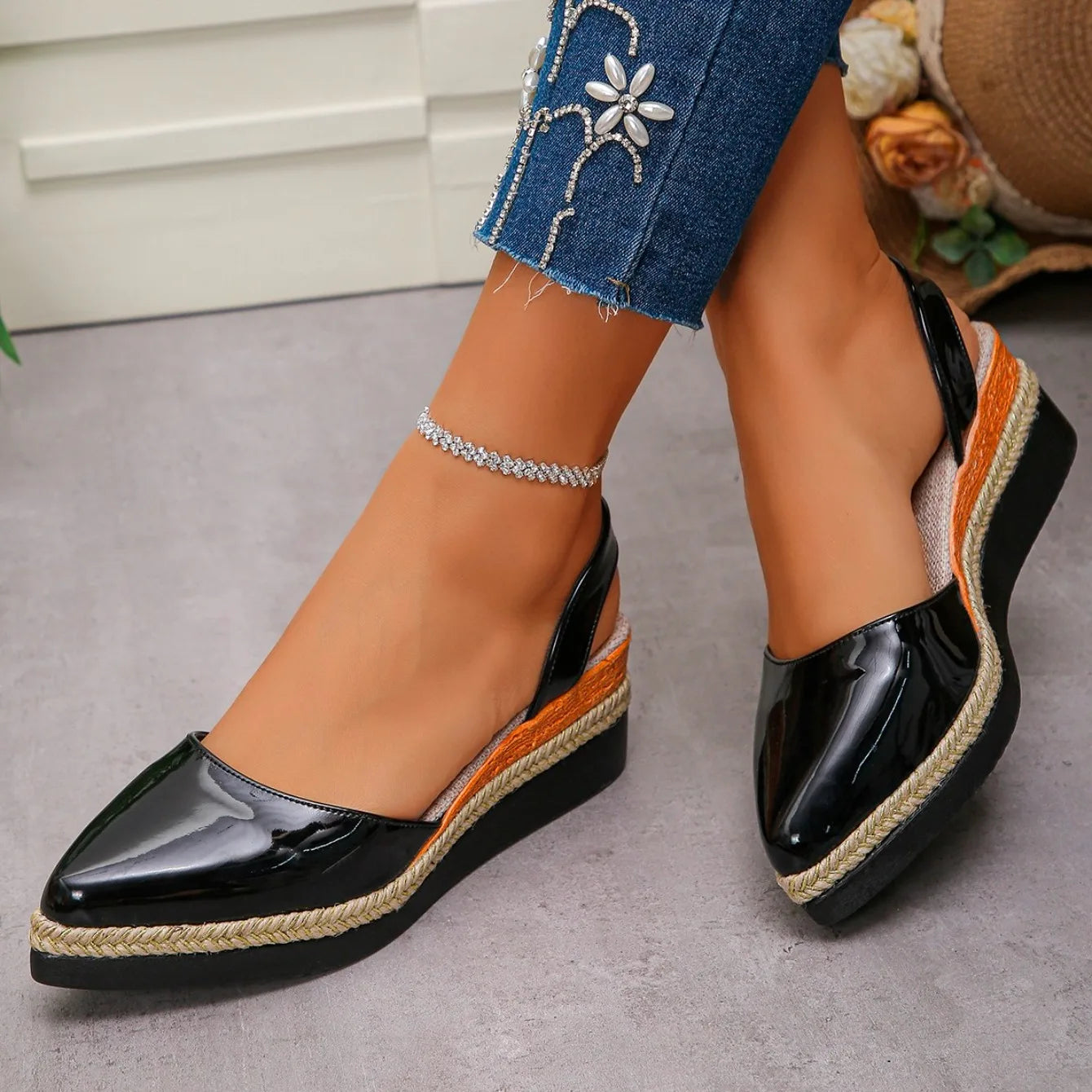 Women's Slingback Sandals 2026 Mid Heels Pointed Toe Closed Toe Sandals Wedge Breathable Casual Comfortable Shoes for Women