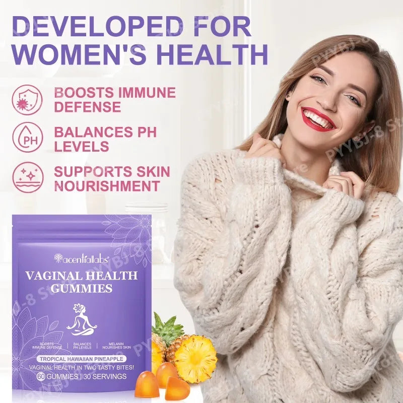 Acentiallabs Vaginal Health Gummies with Bacillus Coagulans and Vitamin C, Supports Immune Defense and PH Balance, 60 Gummies